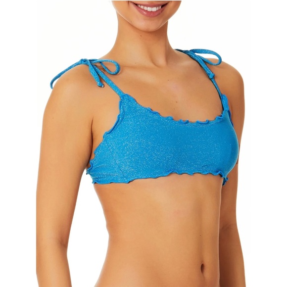 NWT Junior’s Size Large No Boundaries Two Piece Bikini Set in Blue Lurex - Picture 14 of 15